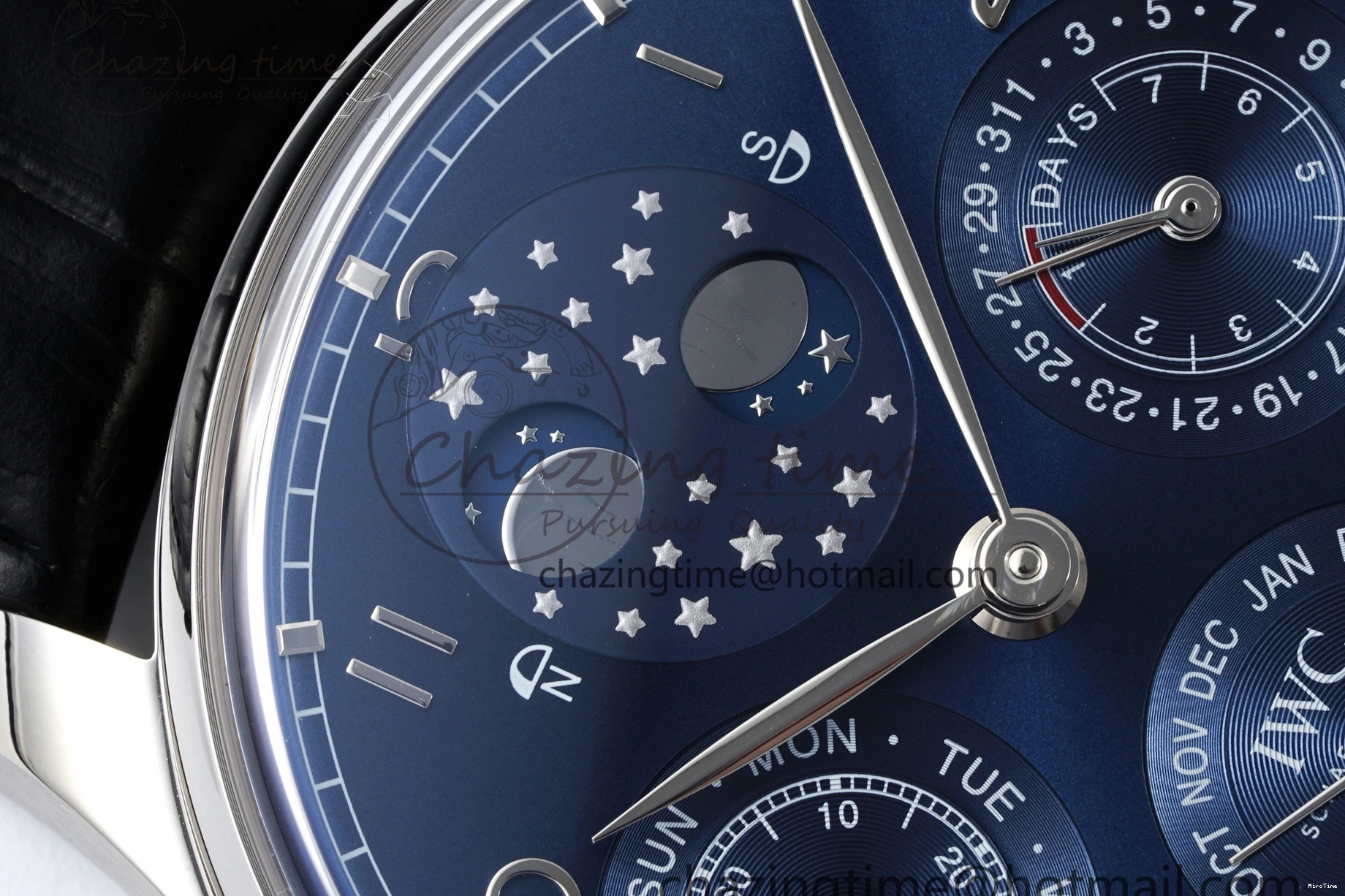 MIROTIME 0407 Bold Portugieser Perpetual Calendar SS 5033 APSF 1:1 Best Edition Blue Dial on Black Leather Strap A52610 Clone 7041